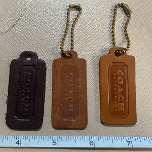 Vintage Coach Leather Bag Tags Trio -Black, Tan, Light Brown